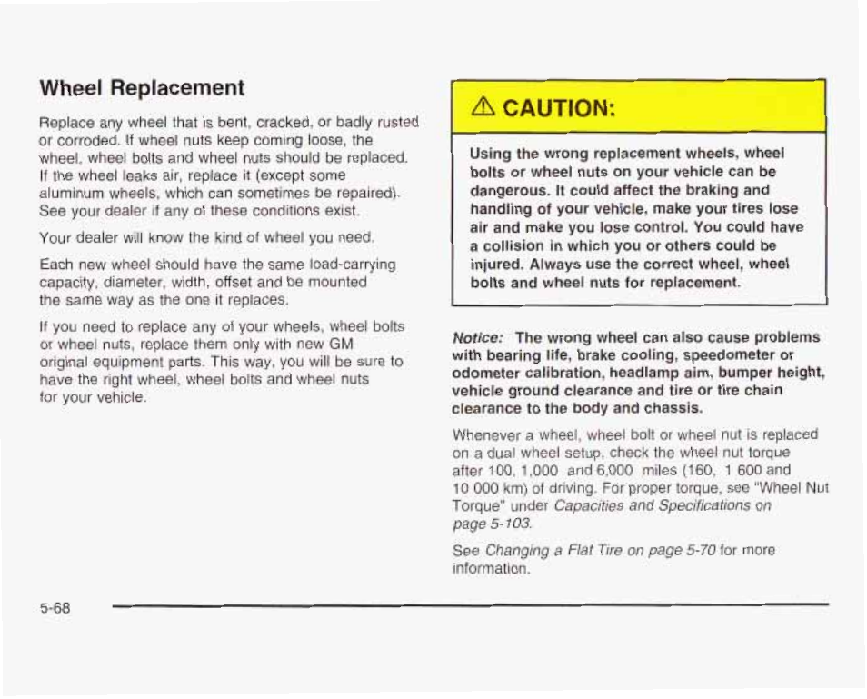 Wheel replacement, Д caution | GMC 2003 Savana User Manual | Page 311 / 400