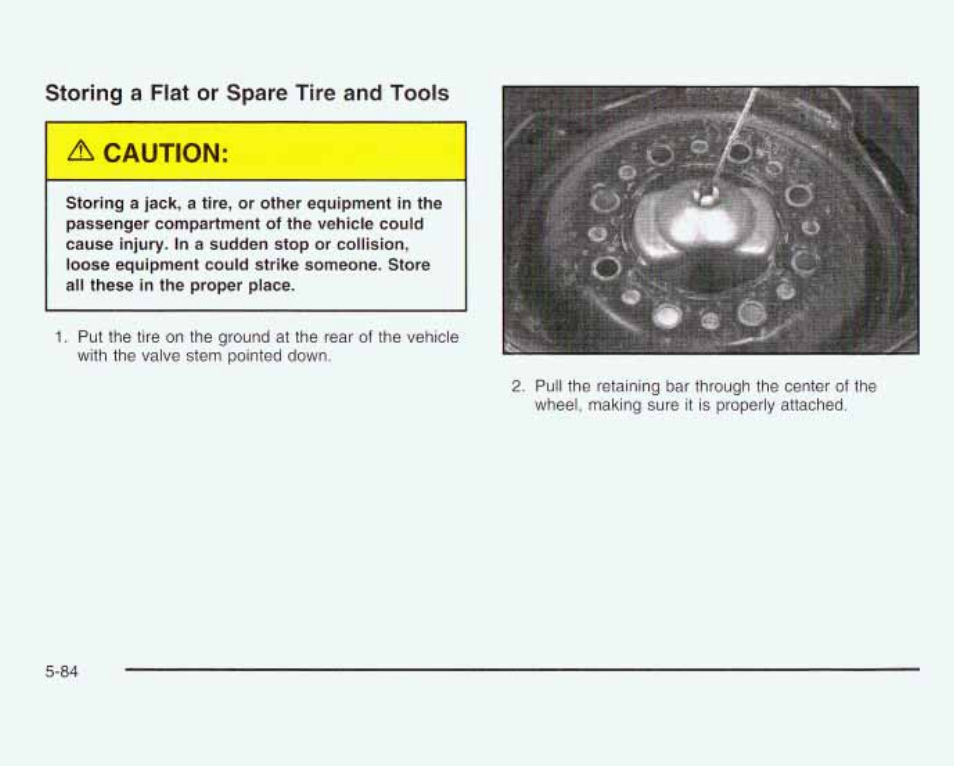 Storing, Fíat or spare tire and tools | GMC 2003 Savana User Manual | Page 327 / 400