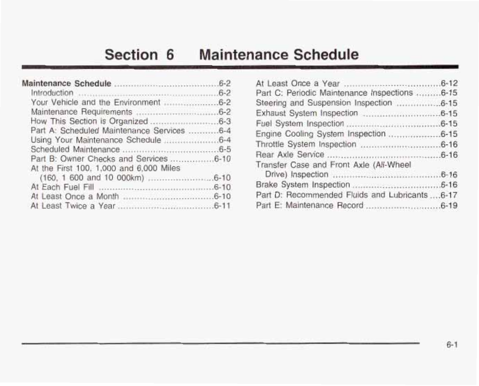 Section 6 maintenance schedule | GMC 2003 Savana User Manual | Page 350 / 400