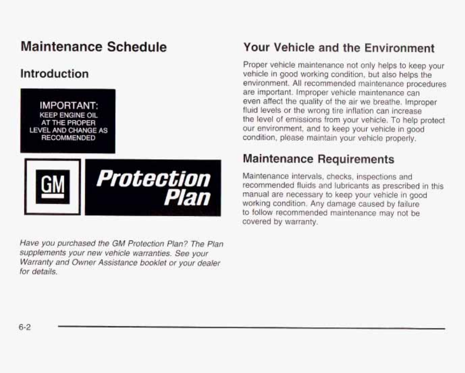 Maintenance requirements, Maintenance schedule, Your vehicle and the environment introduction | GMC 2003 Savana User Manual | Page 351 / 400