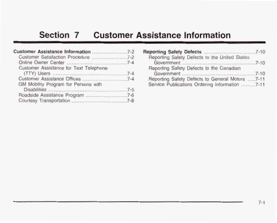 Section 7 customer assistance intormation | GMC 2003 Savana User Manual | Page 370 / 400