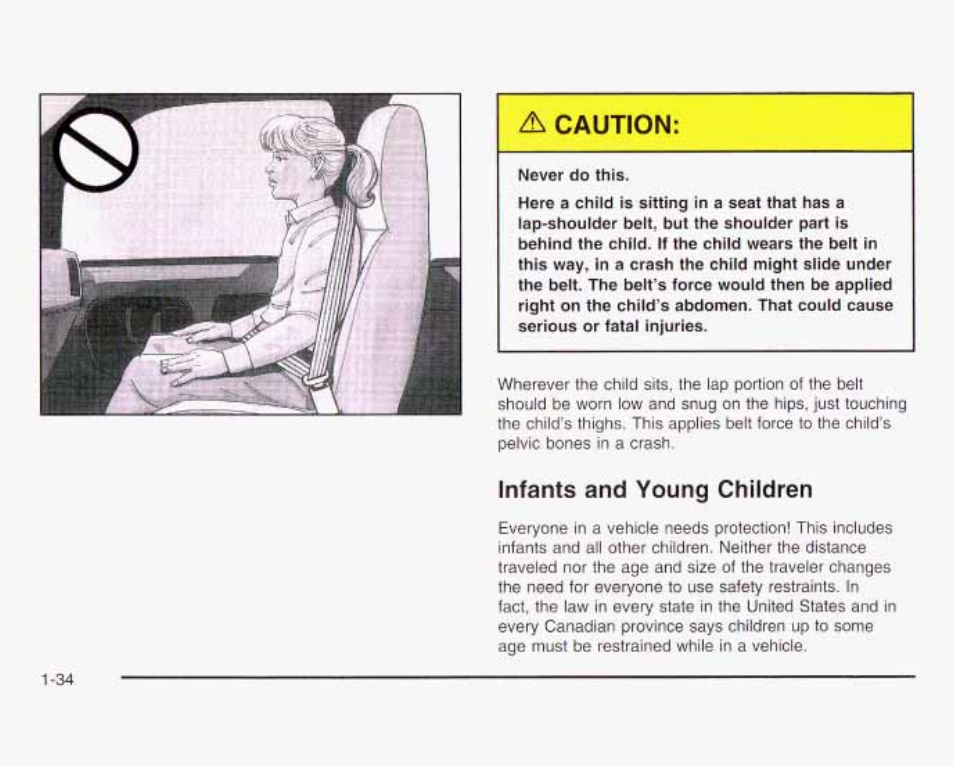 A caution, Infants and young children | GMC 2003 Savana User Manual | Page 41 / 400