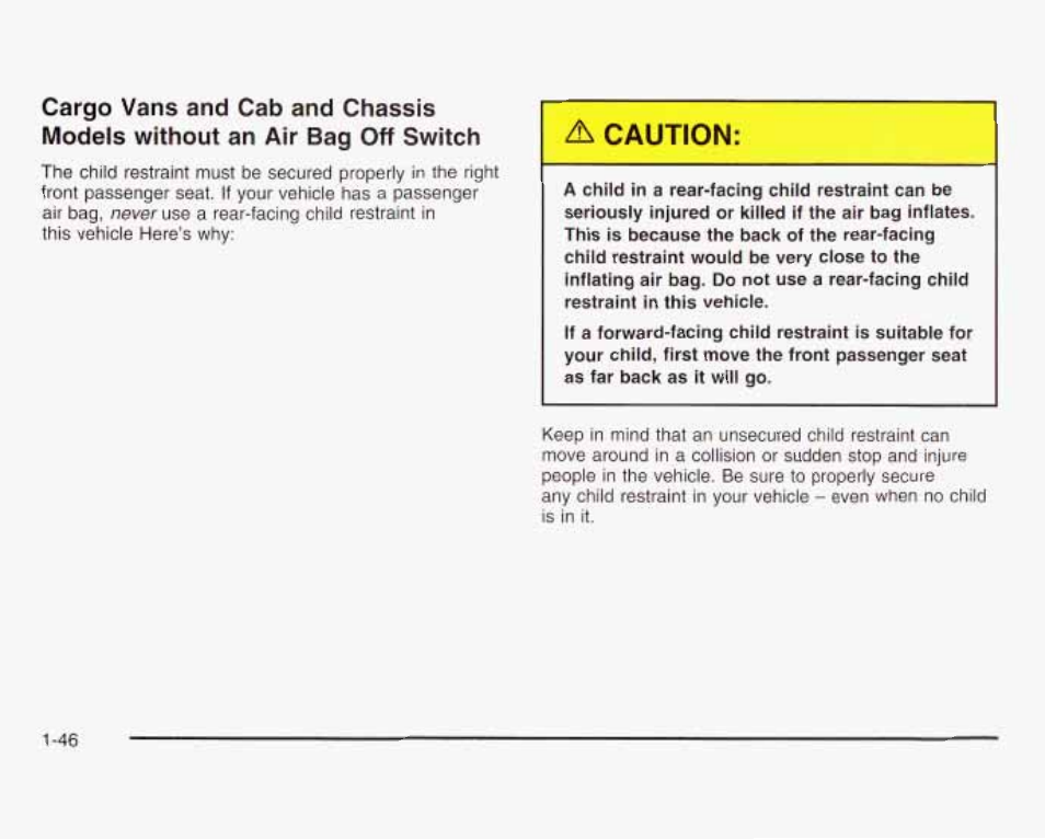 Caution | GMC 2003 Savana User Manual | Page 53 / 400