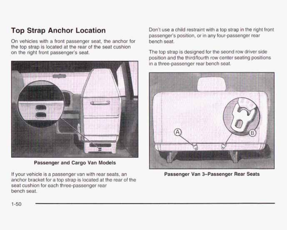Top strap anchor location | GMC 2003 Savana User Manual | Page 57 / 400
