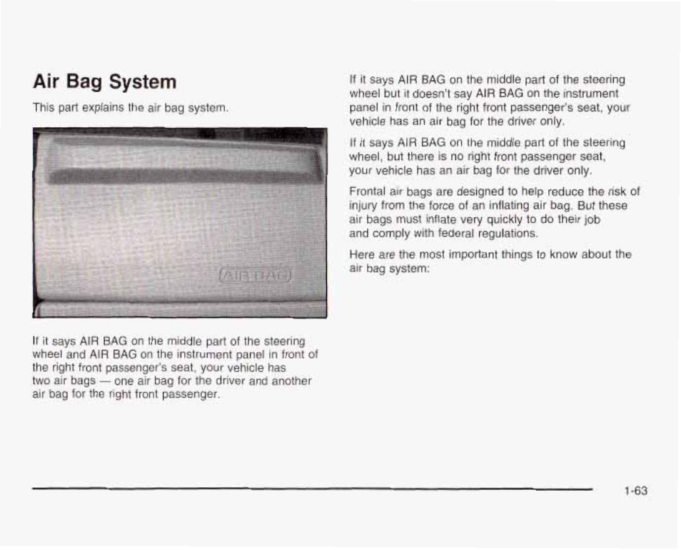 Air bag system | GMC 2003 Savana User Manual | Page 70 / 400