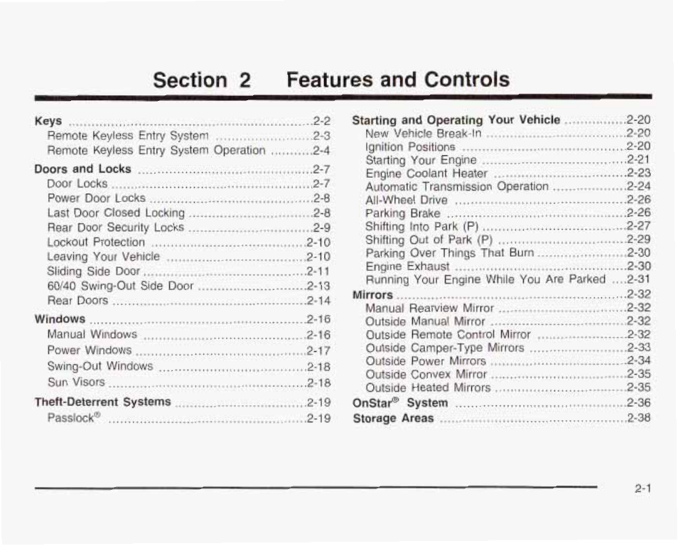 Section 2 features and controls | GMC 2003 Savana User Manual | Page 84 / 400