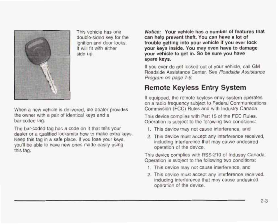Remote keyless entry system | GMC 2003 Savana User Manual | Page 86 / 400