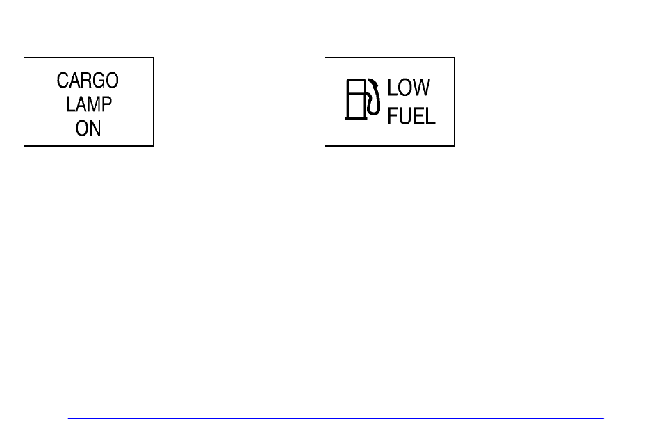 Cargo lamp on, Low fuel | GMC 2002 Sierra User Manual | Page 203 / 499