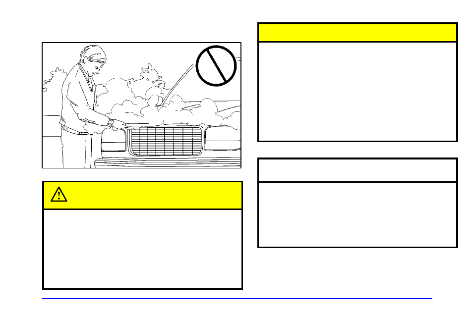 If steam is coming from your engine, Caution, Notice | GMC 2002 Sierra User Manual | Page 338 / 499