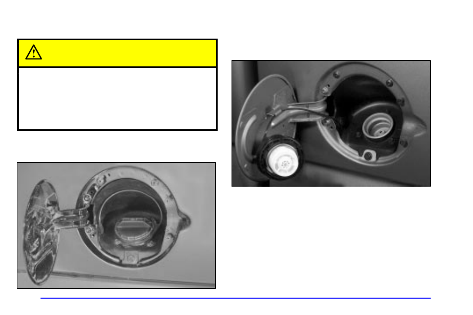 Filling your tank, Filling your tank caution | GMC 2002 Sierra User Manual | Page 373 / 499