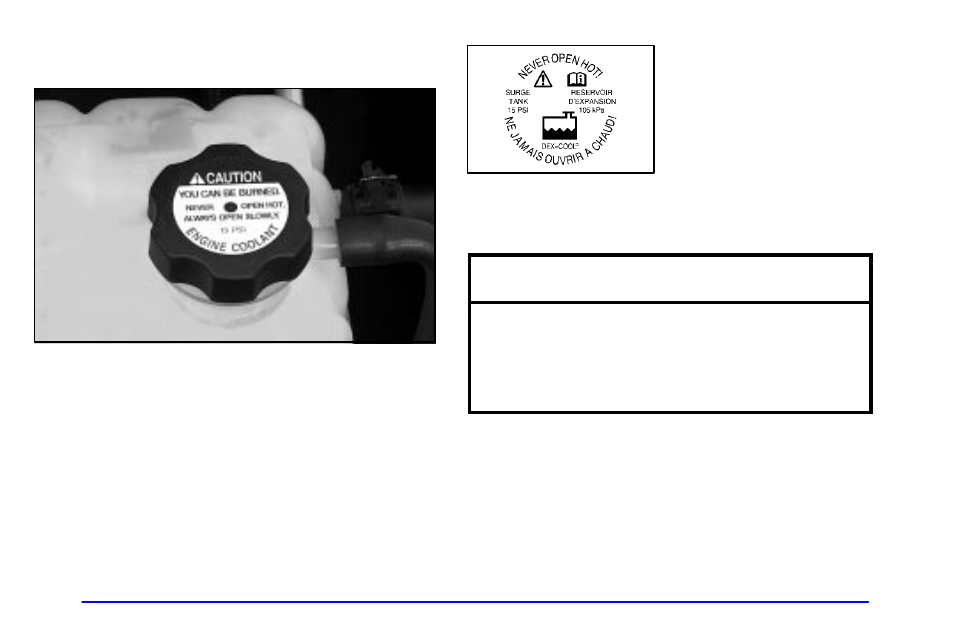 Coolant surge tank pressure cap, Notice | GMC 2002 Sierra User Manual | Page 405 / 499