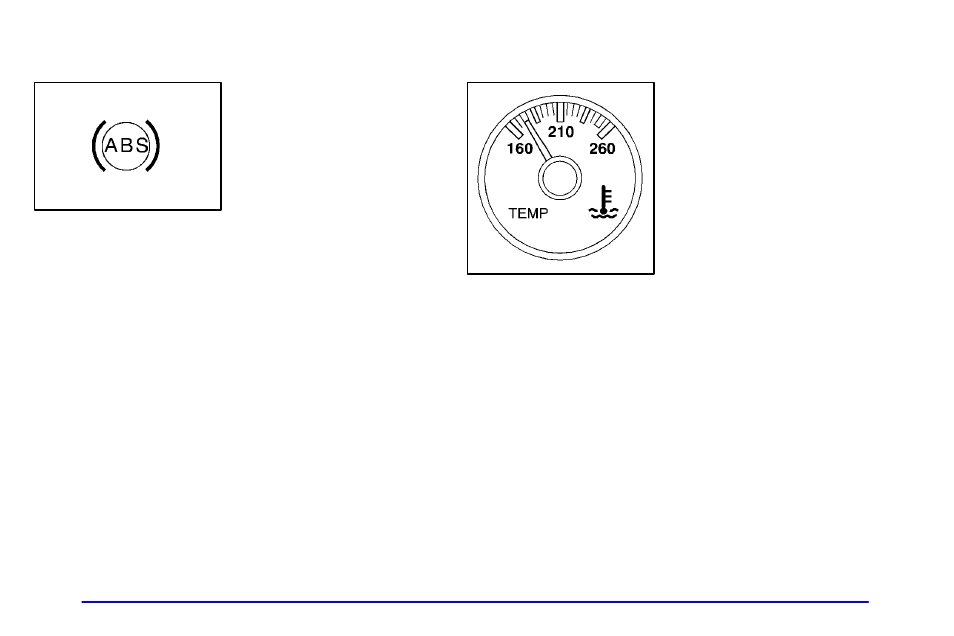Anti-lock brake system warning light, Engine coolant temperature gage | GMC 2002 Savana User Manual | Page 131 / 411