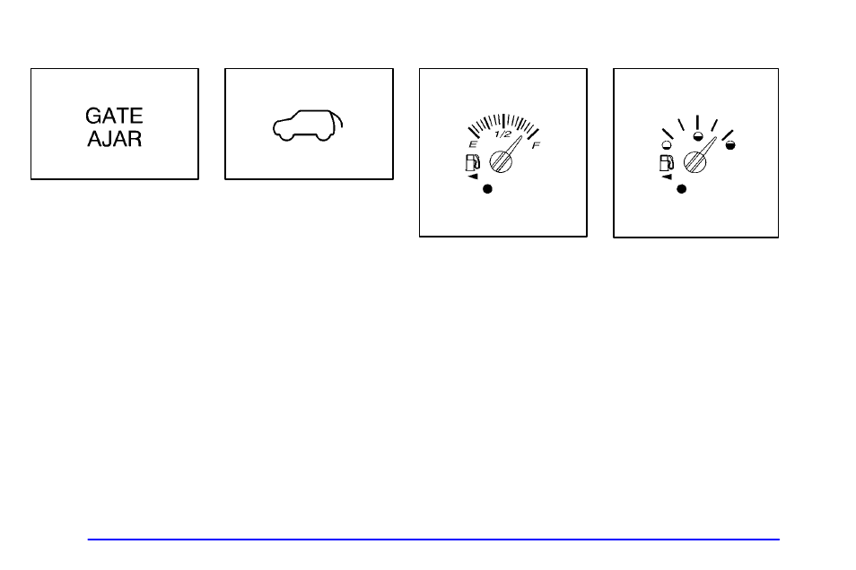 Gate ajar, Fuel gage | GMC 2002 Envoy User Manual | Page 159 / 422