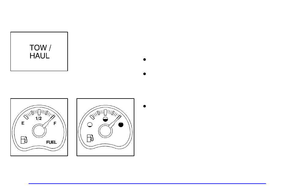 Tow/haul light (automatic transmissions only), Fuel gage | GMC 2001 Sierra User Manual | Page 181 / 468