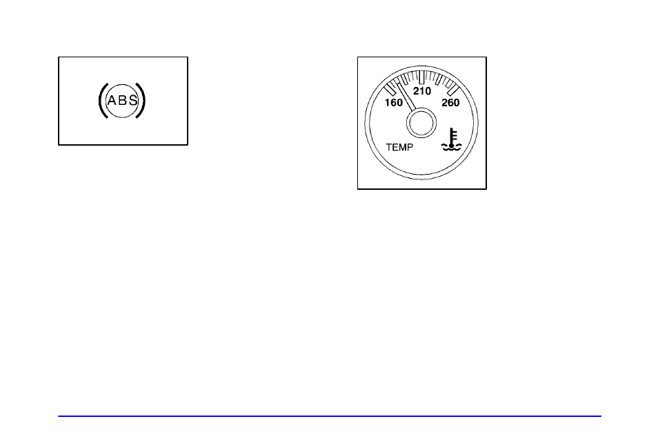 Anti-lock brake system warning light, Engine coolant temperature gage | GMC 2001 Savana User Manual | Page 136 / 412