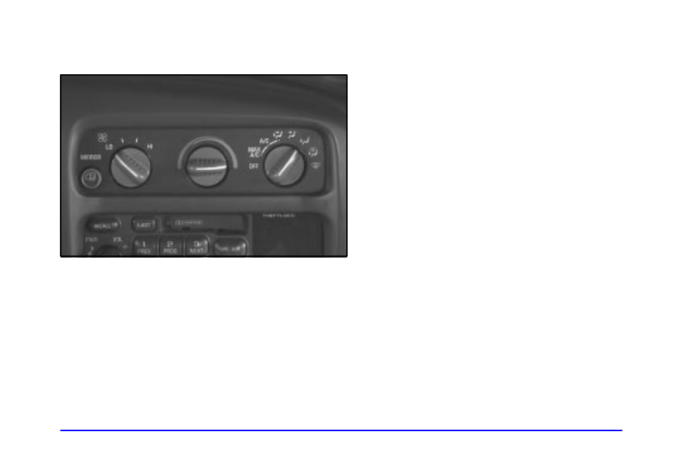 Heater/air conditioning controls (if equipped), Fan knob, Temperature knob | Mode knob | GMC 2001 Savana User Manual | Page 147 / 412