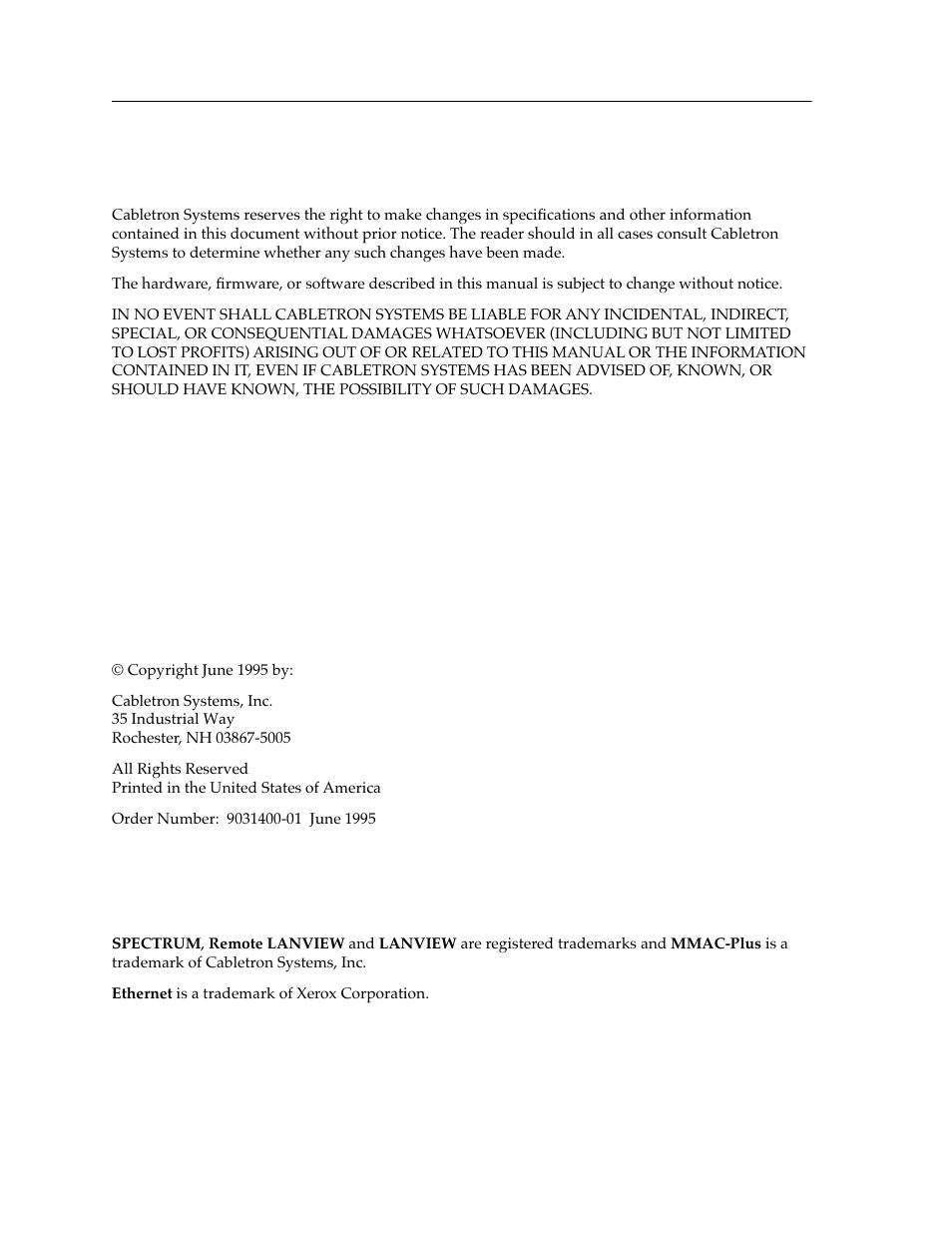 Notice | Cabletron Systems 9F310-02 User Manual | Page 3 / 30