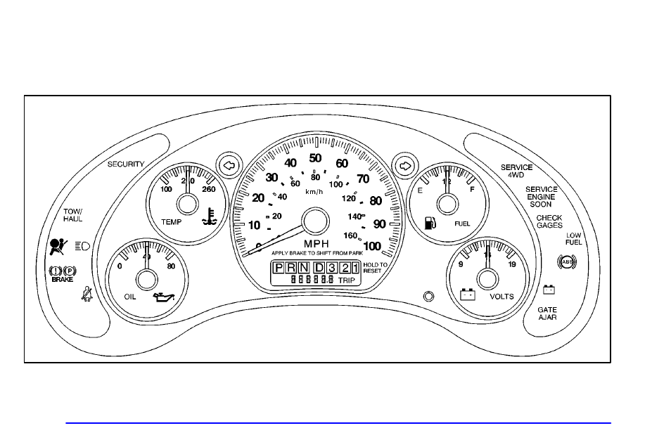Instrument panel cluster | GMC 2001 Envoy User Manual | Page 154 / 448