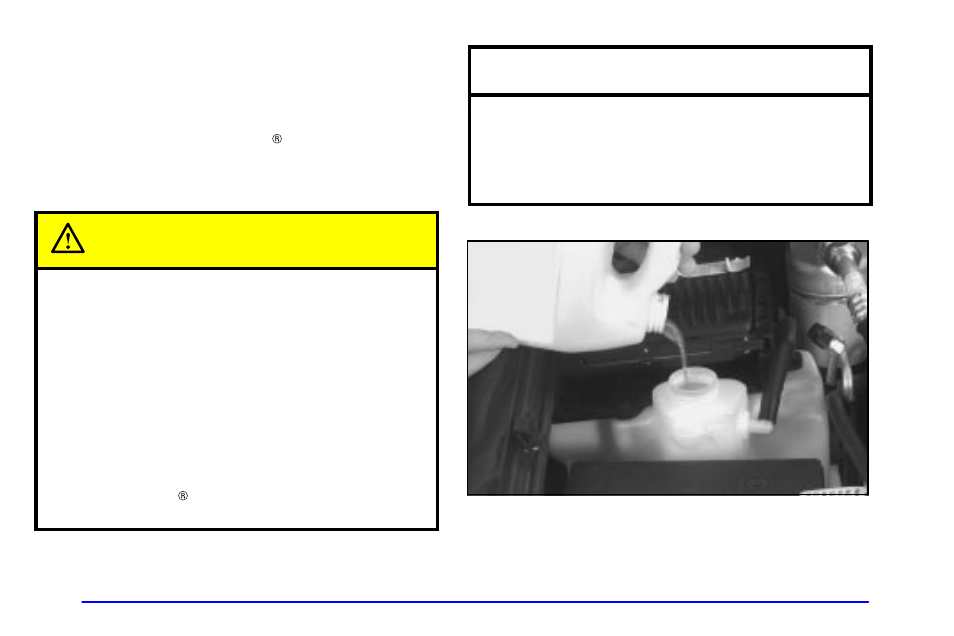 How to add coolant to the coolant recovery tank, Caution, Notice | GMC 2001 Envoy User Manual | Page 286 / 448