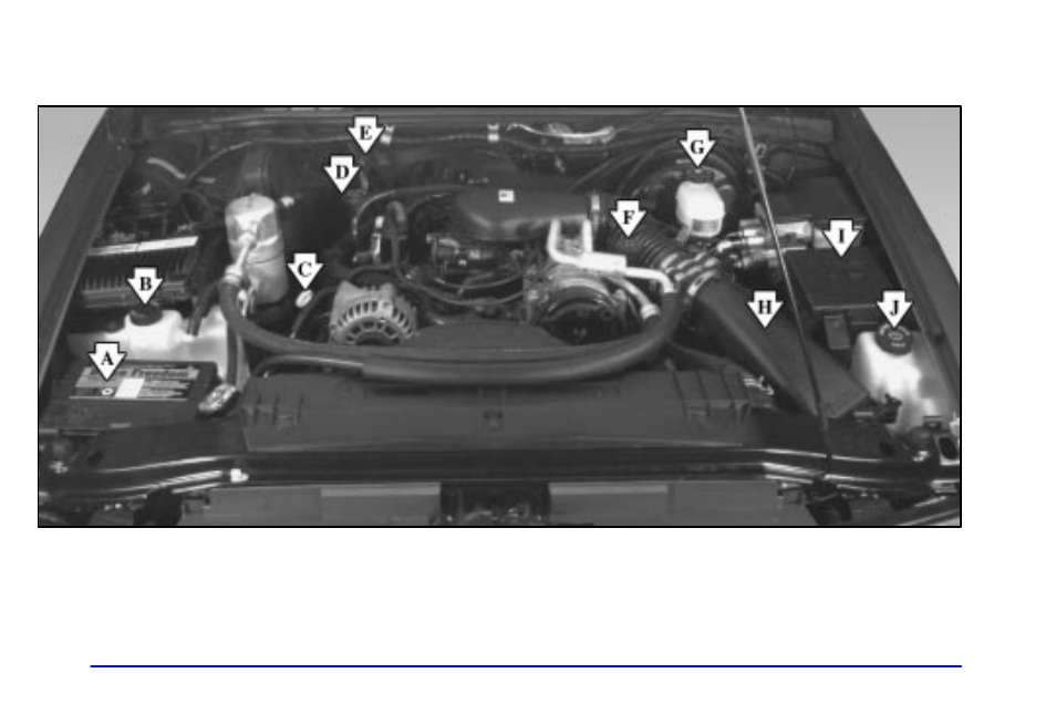 Engine compartment overview | GMC 2001 Envoy User Manual | Page 317 / 448