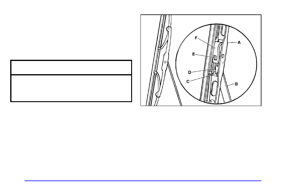Windshield wiper blade replacement, Notice | GMC 2001 Envoy User Manual | Page 349 / 448