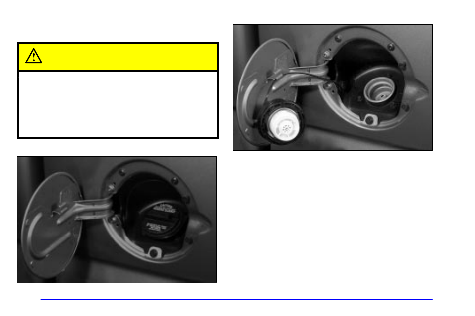 Filling your tank, Filling your tank caution | GMC 2000 Sierra User Manual | Page 309 / 421
