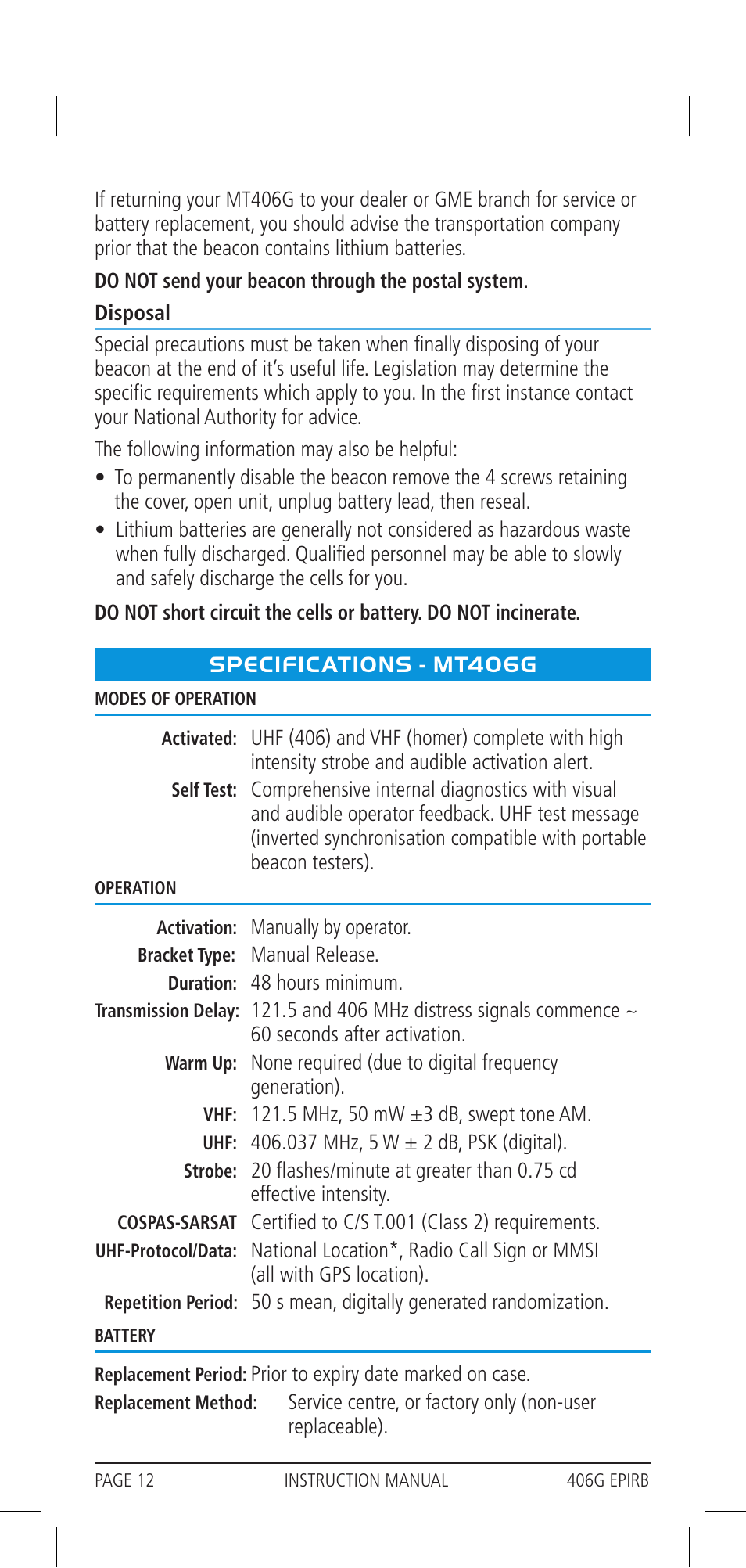 GME MT406GAUS User Manual | Page 12 / 16