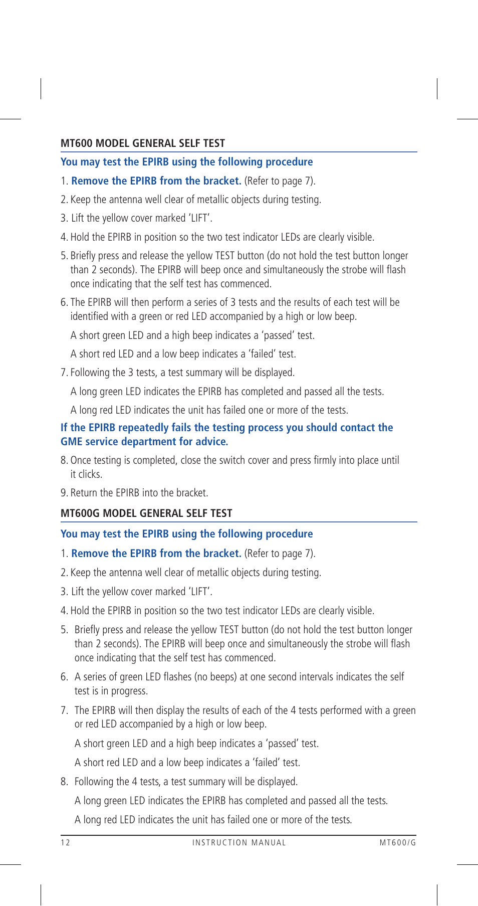 GME MT600GAUS User Manual | Page 12 / 20