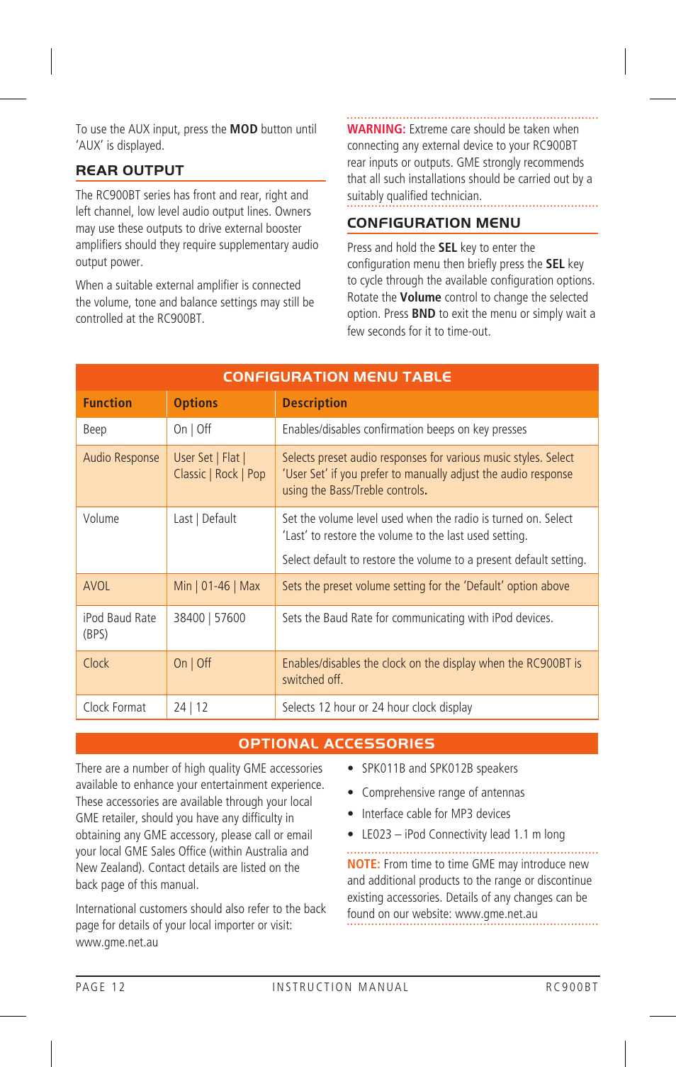 GME RC900BT User Manual | Page 12 / 17