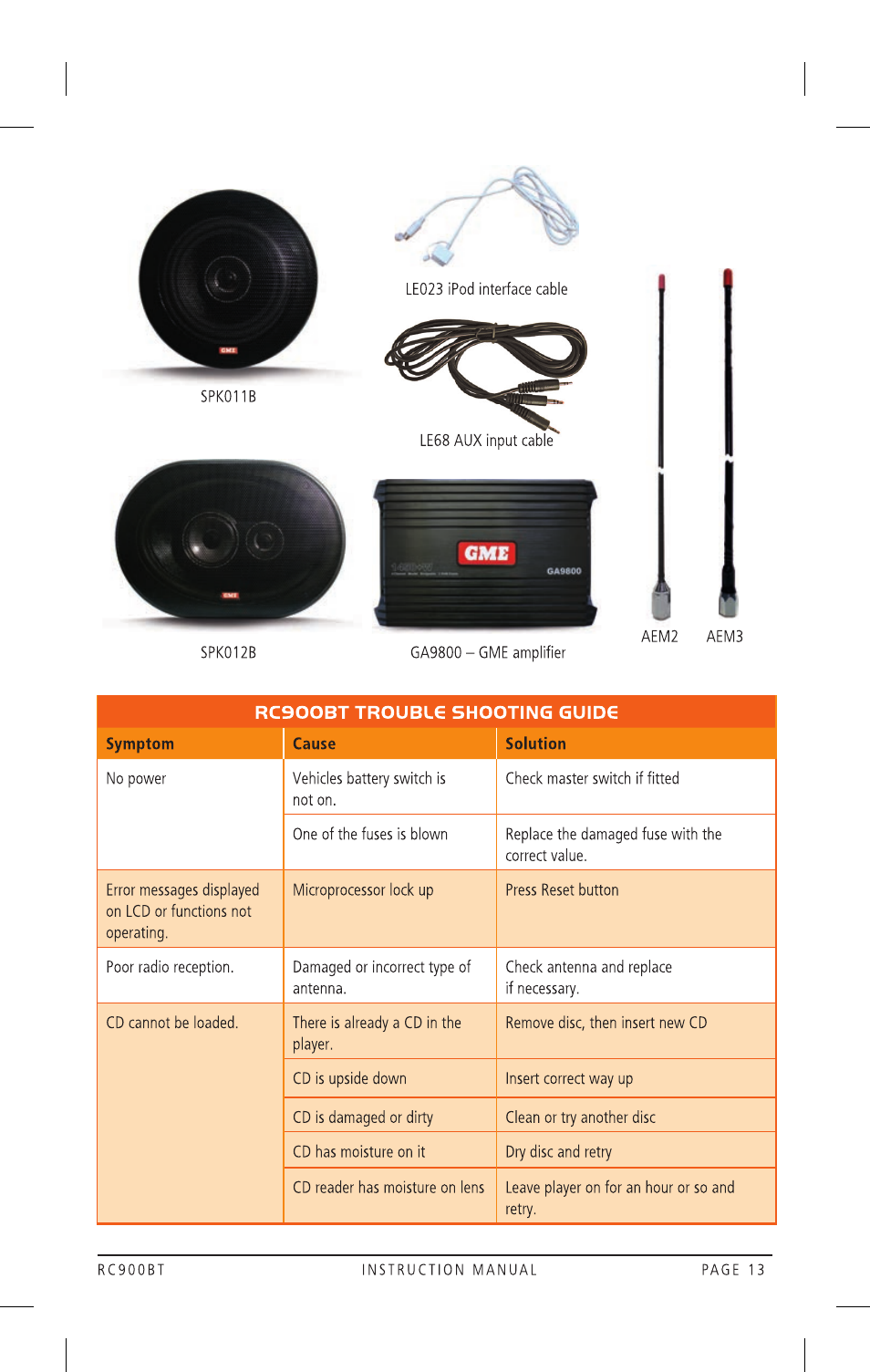 GME RC900BT User Manual | Page 13 / 17