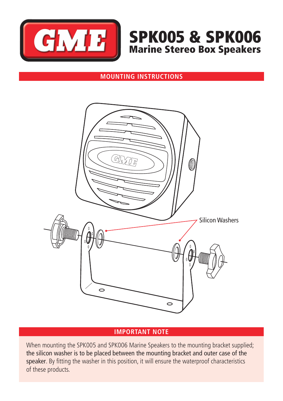 GME SPK006W User Manual | 2 pages