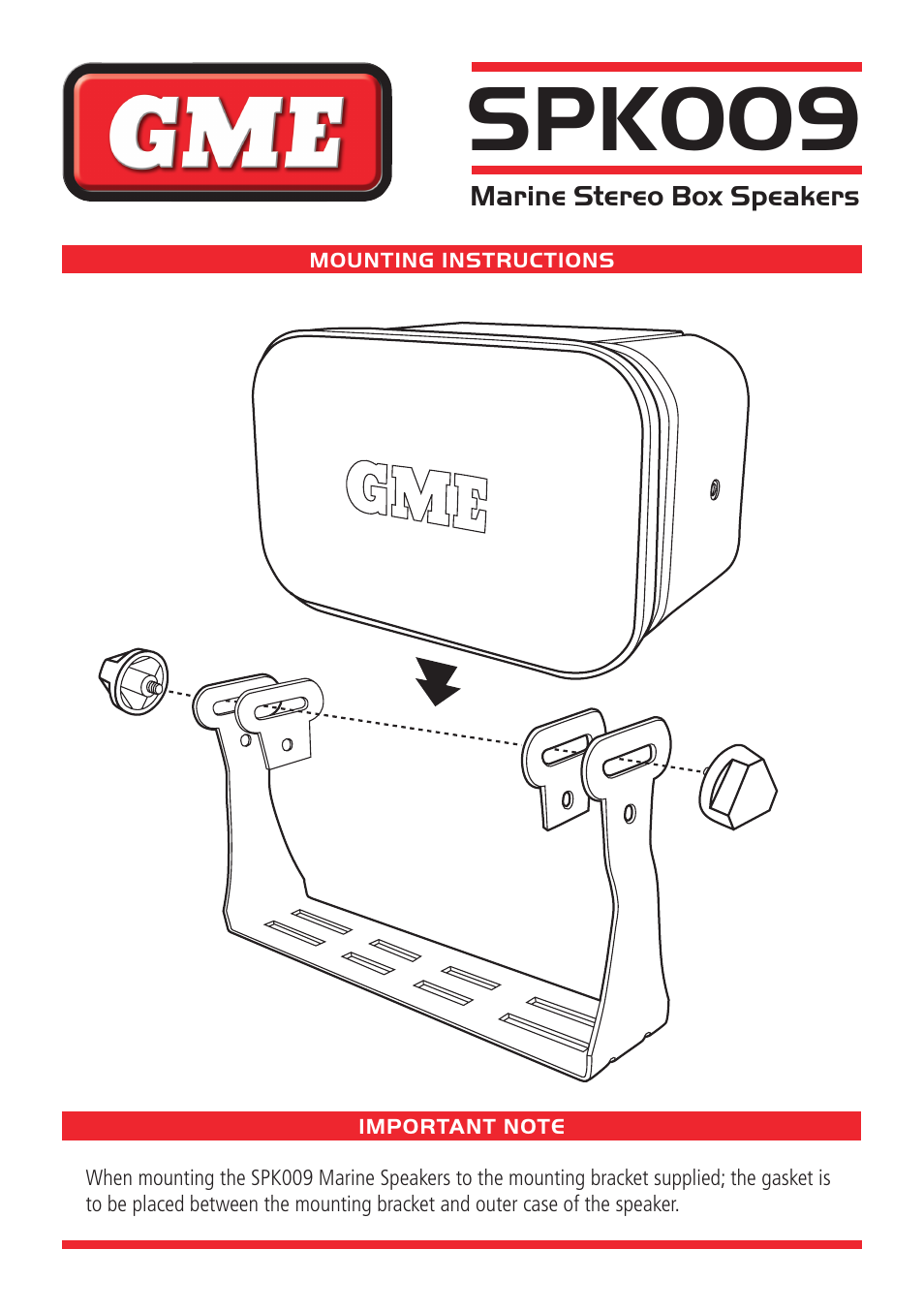 GME SPK009W User Manual | 2 pages