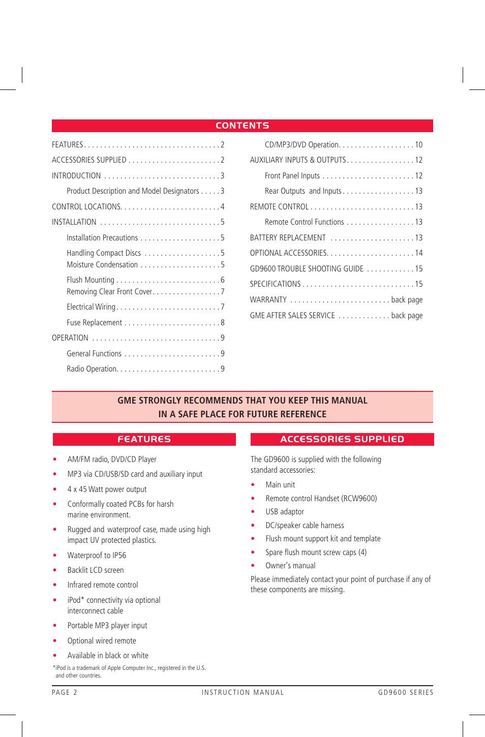 GME GD9640B User Manual | Page 2 / 17