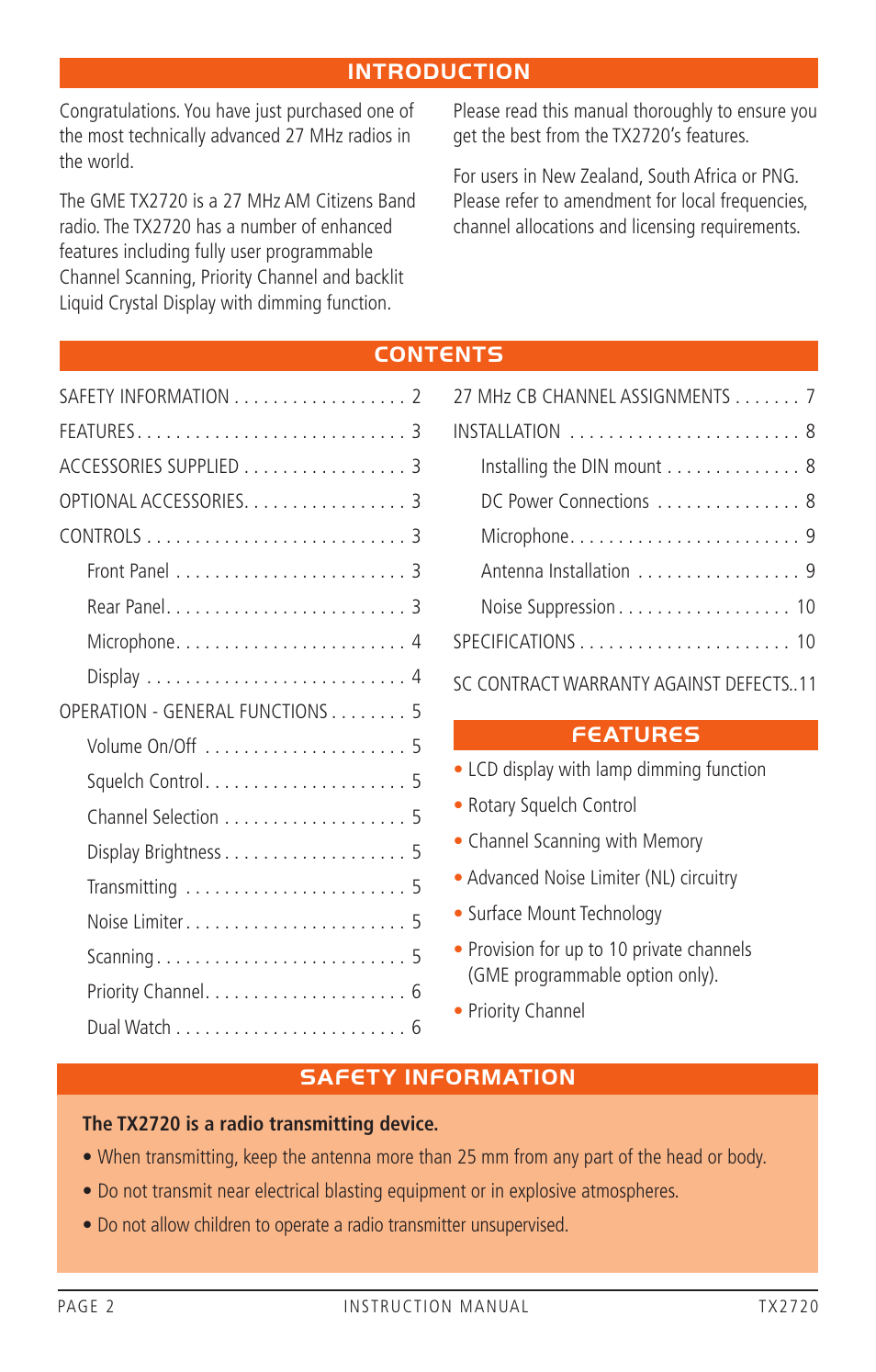 GME TX2720 User Manual | Page 2 / 12