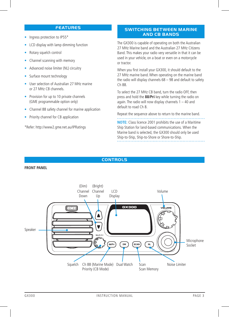 GME GX300W User Manual | Page 3 / 16