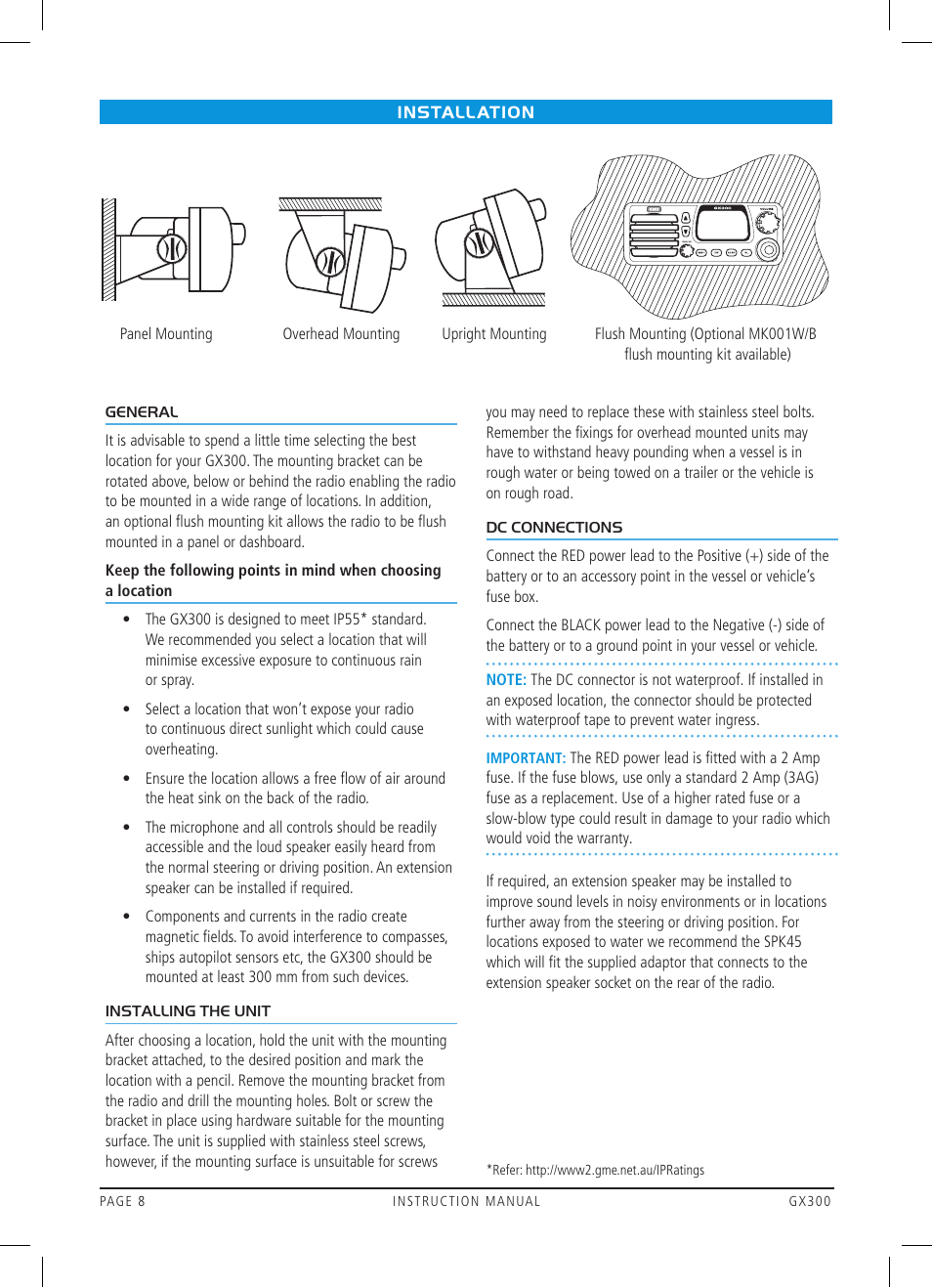 GME GX300W User Manual | Page 8 / 16