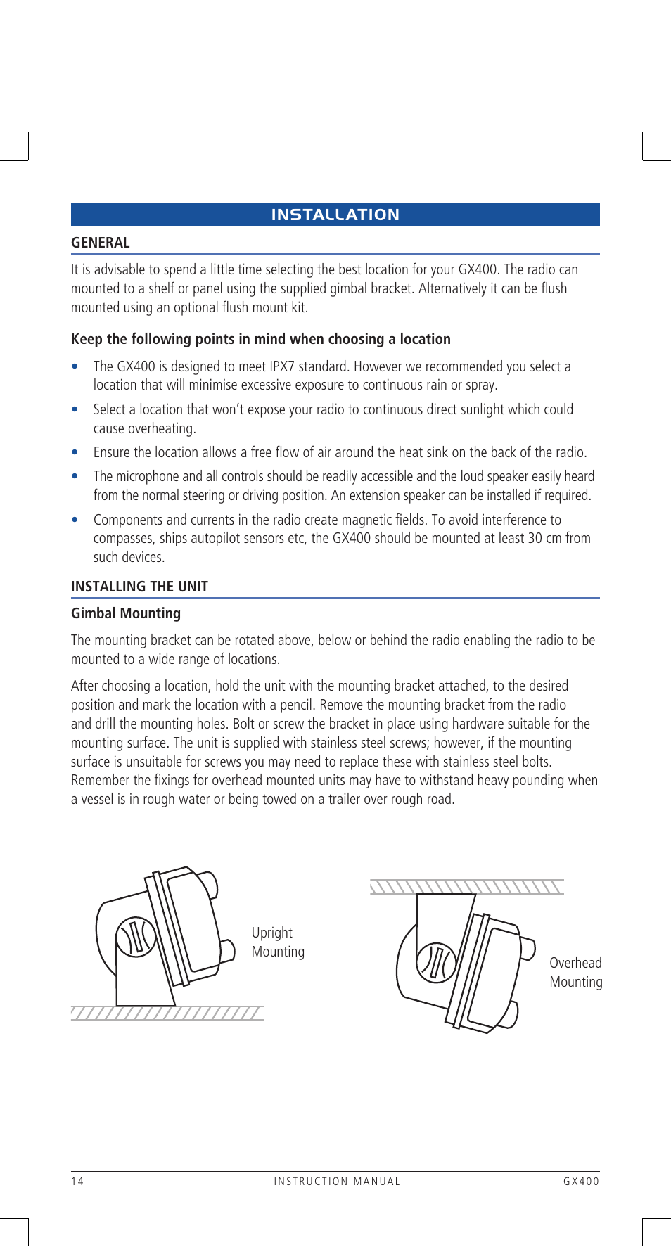 Installation | GME GX400B User Manual | Page 14 / 20