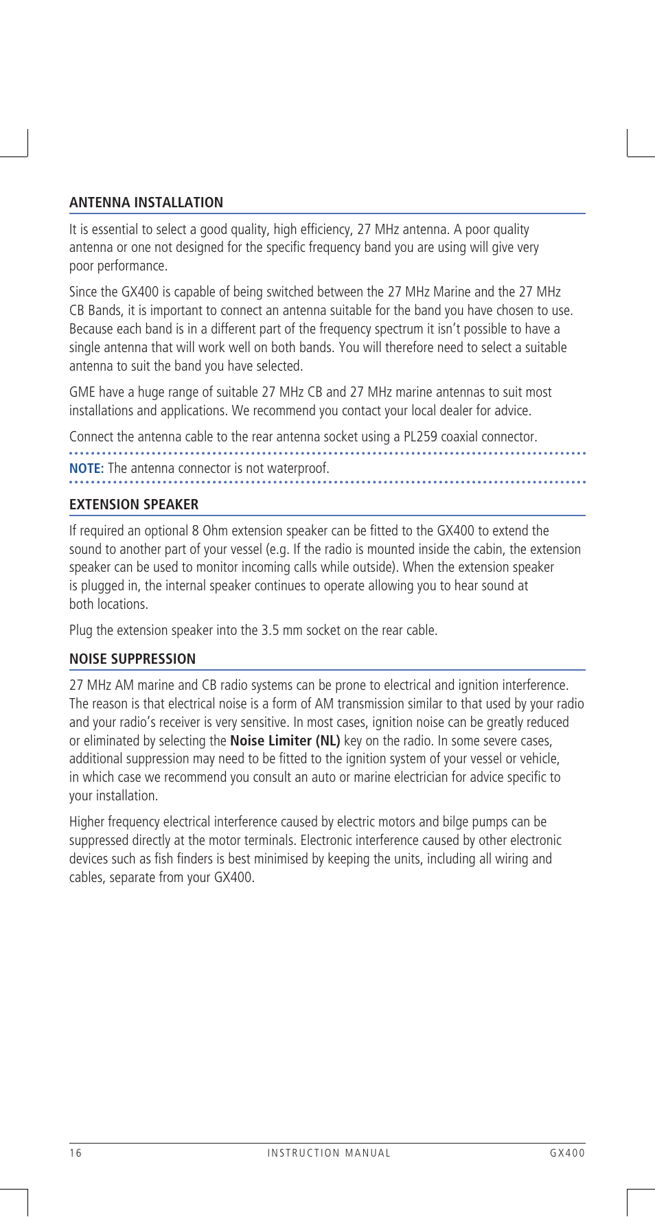 GME GX400B User Manual | Page 16 / 20