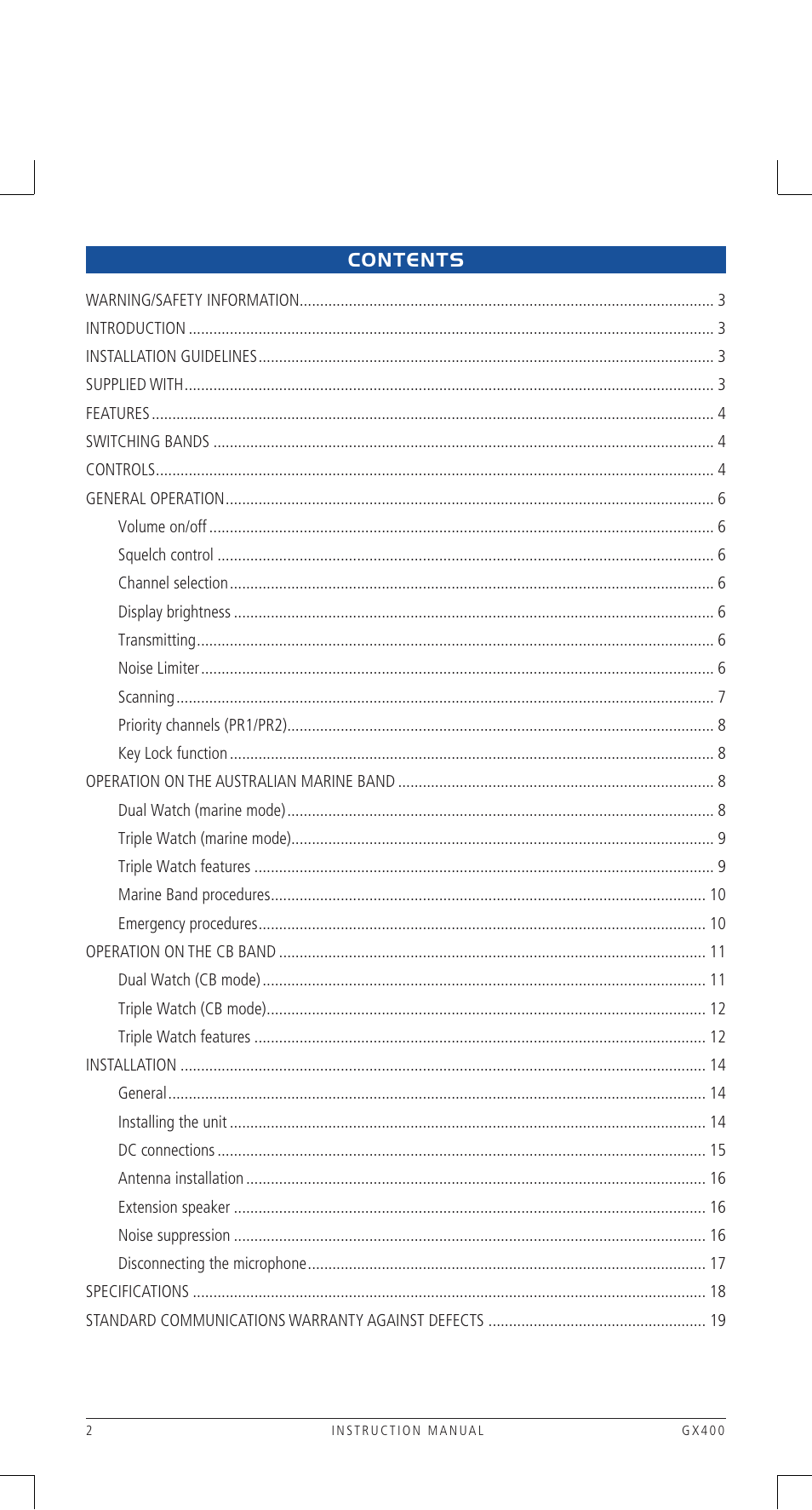 GME GX400B User Manual | Page 2 / 20