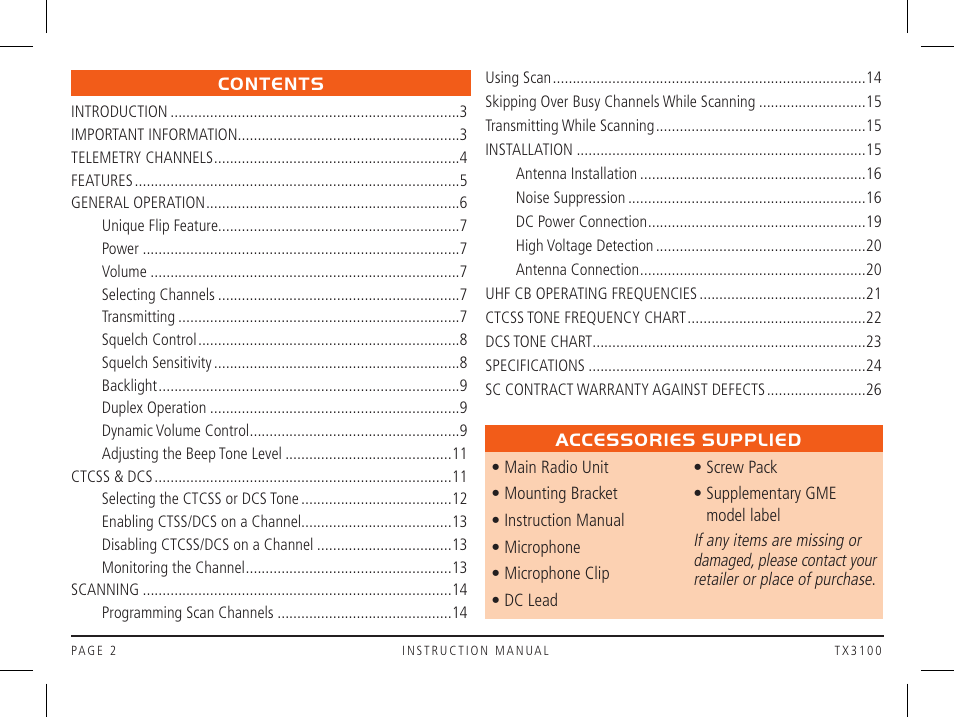 GME TX3100DP User Manual | Page 2 / 28