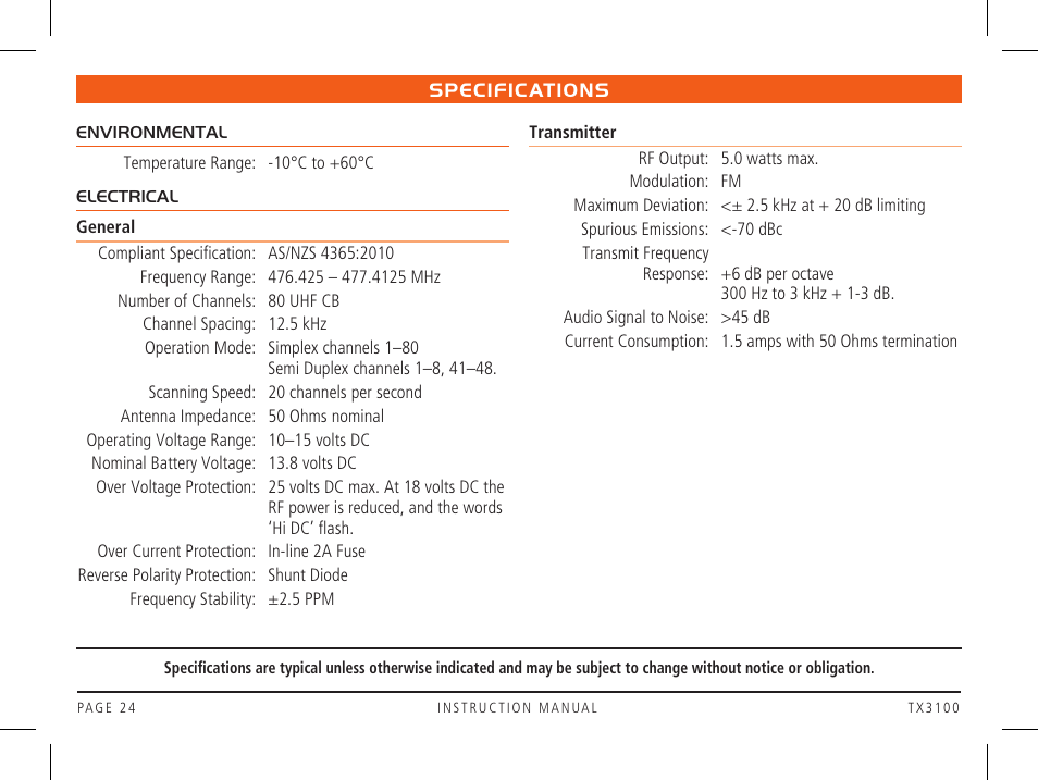 GME TX3100DP User Manual | Page 24 / 28