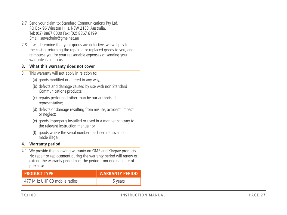 GME TX3100DP User Manual | Page 27 / 28