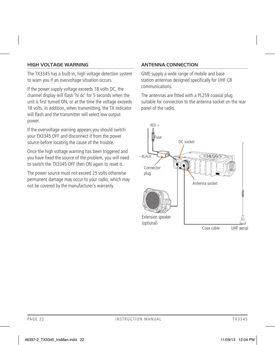 GME TX3345 User Manual | Page 22 / 28