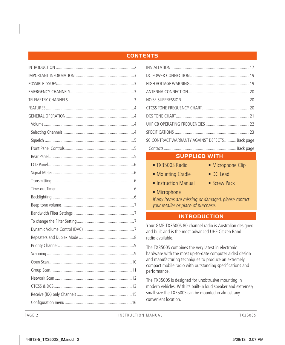 GME TX3500S User Manual | Page 2 / 28