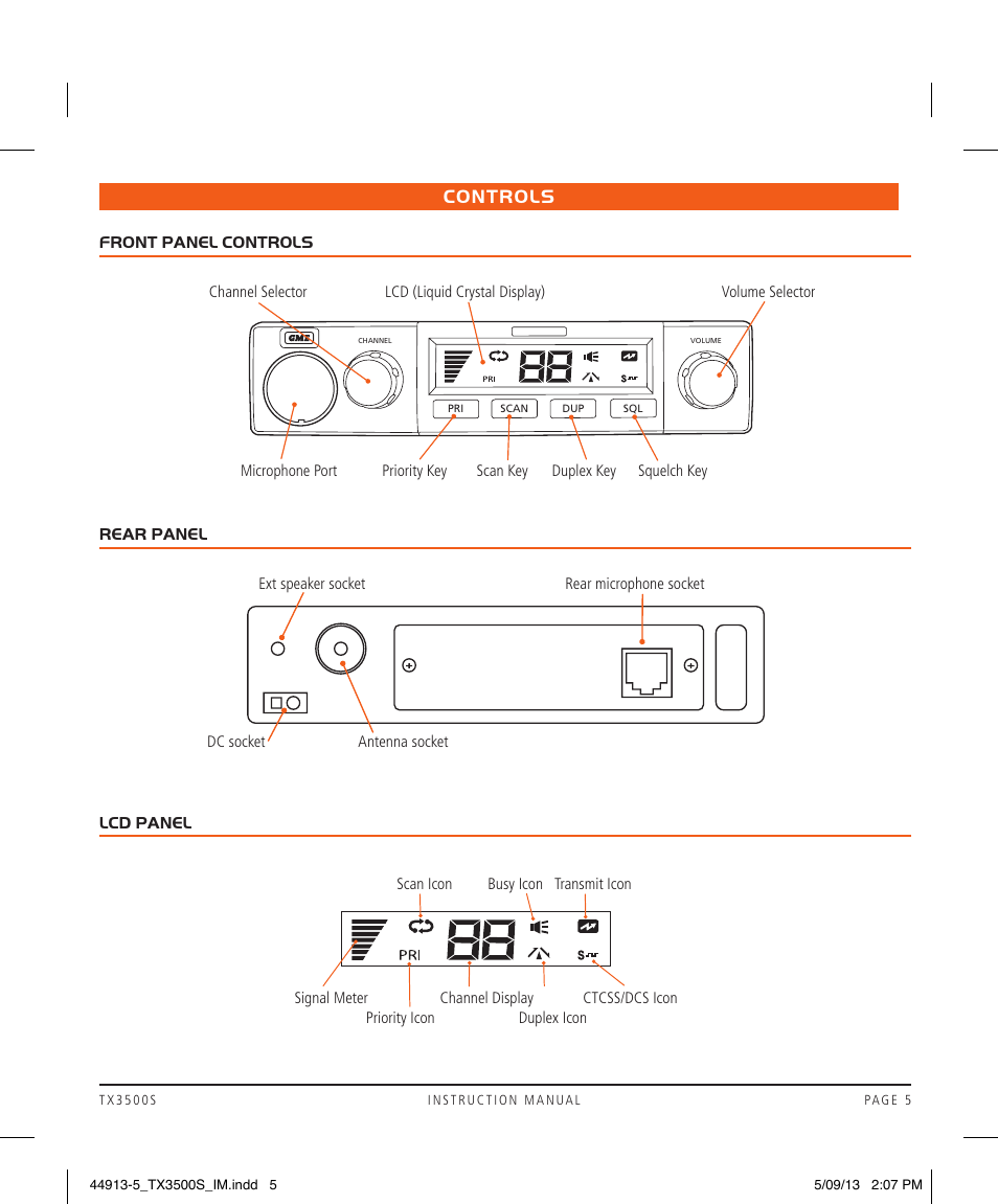 Controls | GME TX3500S User Manual | Page 5 / 28