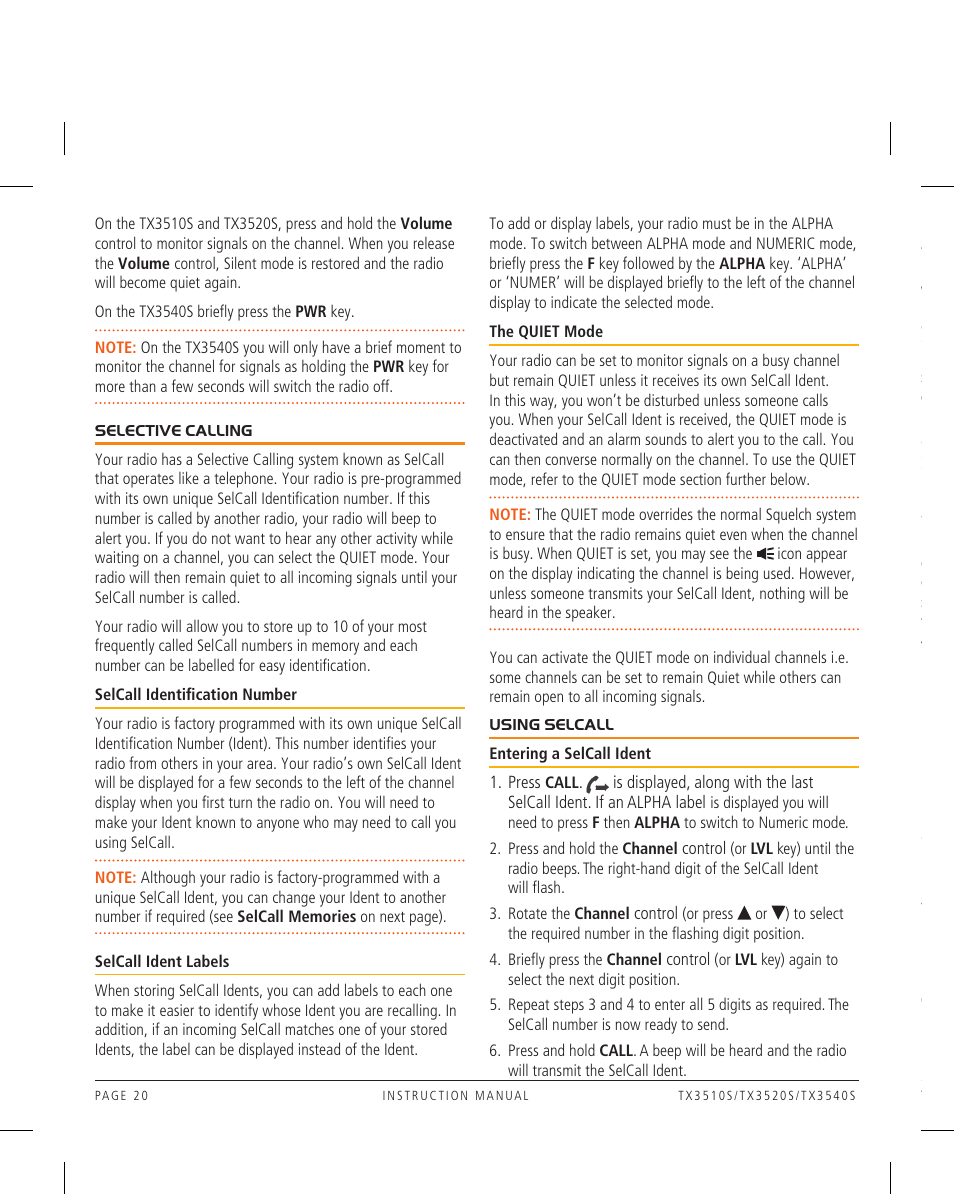 GME TX3520W User Manual | Page 20 / 52