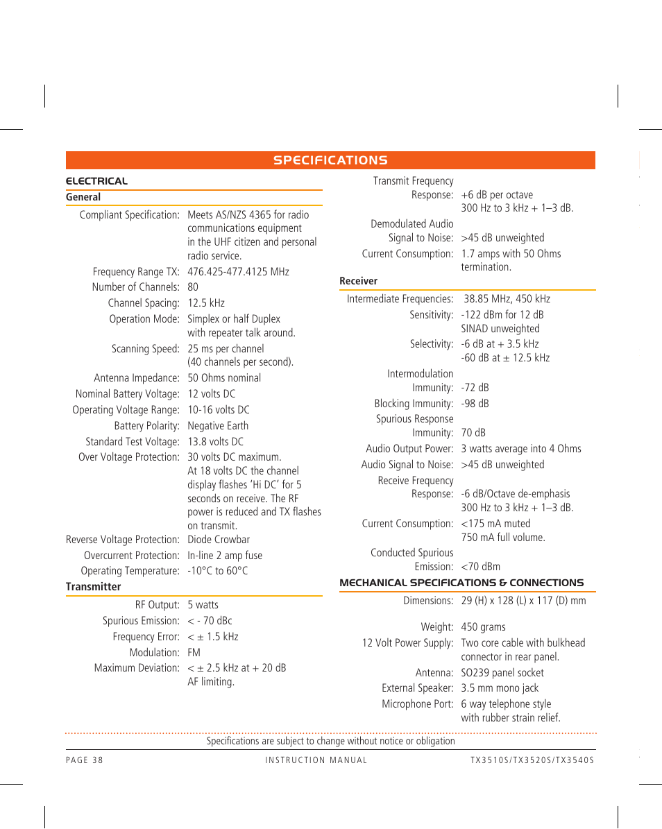 GME TX3520W User Manual | Page 38 / 52