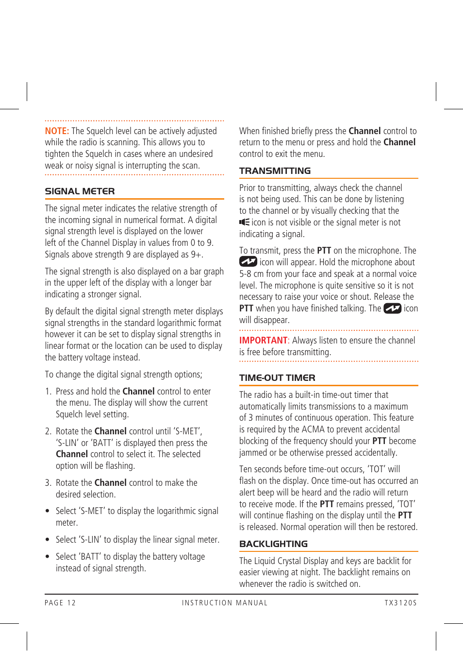 GME TX3120S User Manual | Page 12 / 40