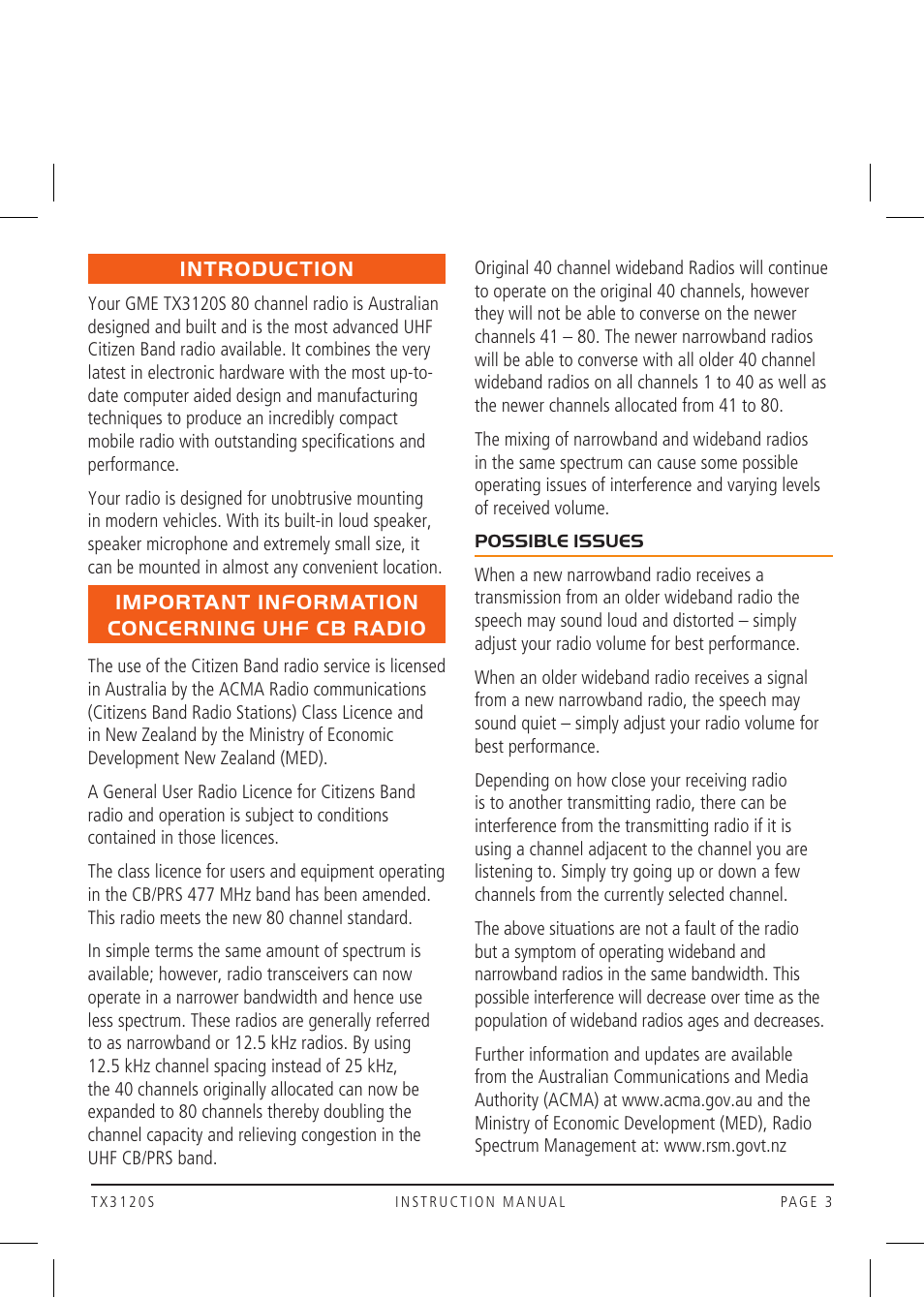 GME TX3120S User Manual | Page 3 / 40