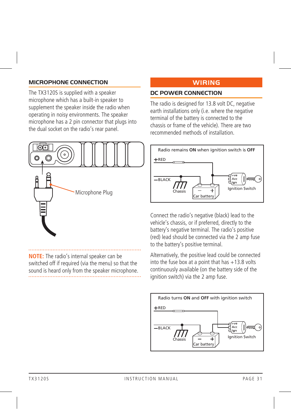Wiring | GME TX3120S User Manual | Page 31 / 40